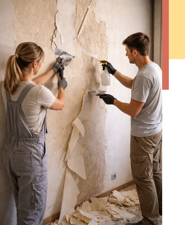 Снятие старых обоев в Ленинске-Кузнецком от 5366 руб. под ключ недорого | ОТДЕЛОЧНИК-Лнн