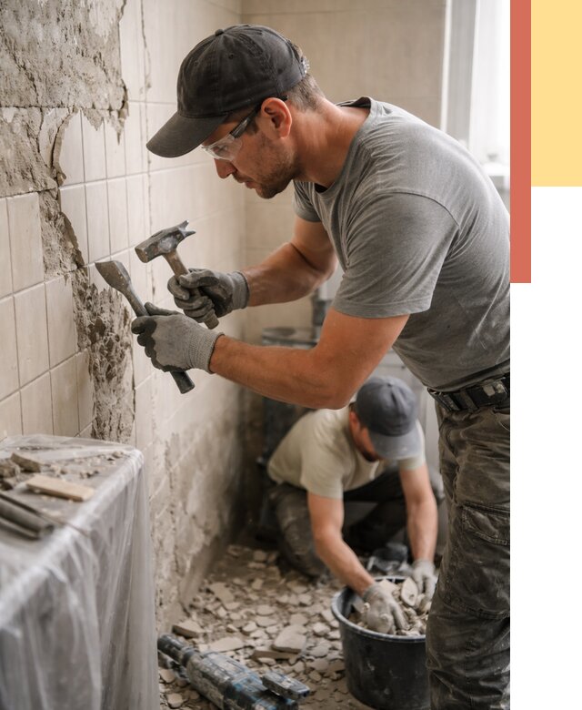 Демонтаж плитки со стен в Ленинске-Кузнецком от 869 руб. — быстро и недорого | ОТДЕЛОЧНИК-Лнн