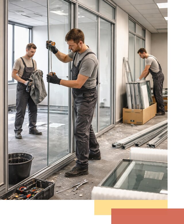 Демонтаж стеклянных перегородок в Ленинске-Кузнецком быстро и безопасно