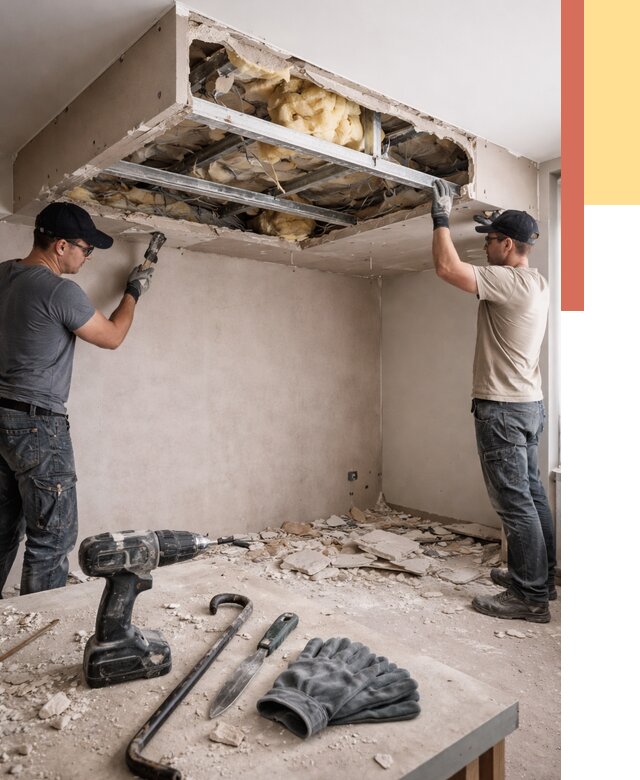 Демонтаж короба из гипсокартона в Ленинске-Кузнецком от 1554 руб. — быстро и недорого | ОТДЕЛОЧНИК-Лнн