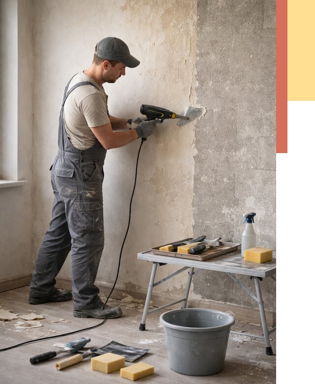 Очистка стен от клея в Ленинске-Кузнецком от 1891 руб. — снятие и удаление клея со стен | ОТДЕЛОЧНИК-Лнн