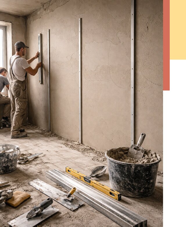 Штукатурка стен по маякам в Ленинске-Кузнецком от 5622 руб./м² — выравнивание под ключ | ОТДЕЛОЧНИК-Лнн