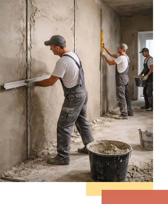 Штукатурка стен по маякам в Ленинске-Кузнецком — точная и ровная поверхность