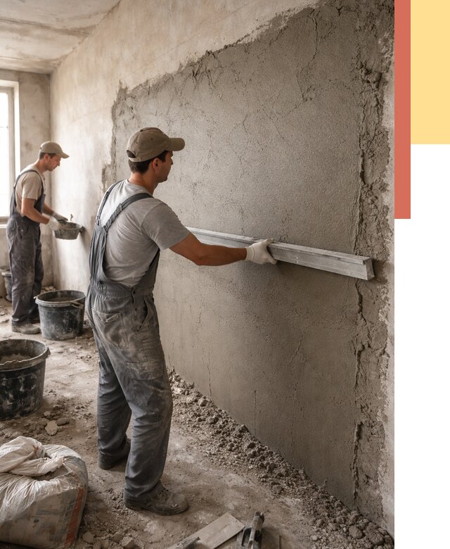 Цементная штукатурка стен в Ленинске-Кузнецком от 4599 руб/м2 — быстро и недорого | ОТДЕЛОЧНИК-Лнн