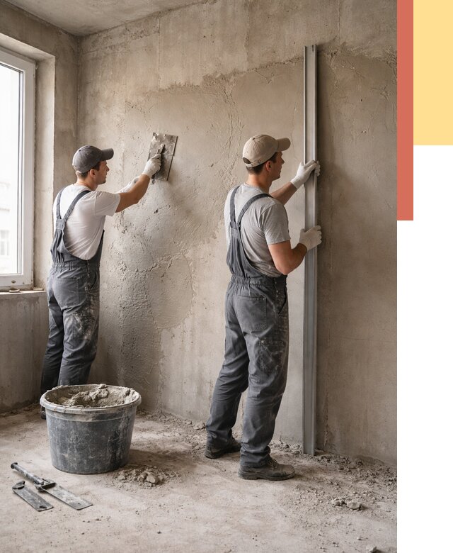 Штукатурка бетонных стен в Ленинске-Кузнецком от 4599 руб/м² — качественно и быстро | ОТДЕЛОЧНИК-Лнн