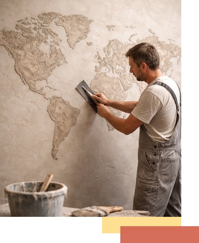 Декоративная штукатурка «Карта мира» под ключ в Ленинске-Кузнецком