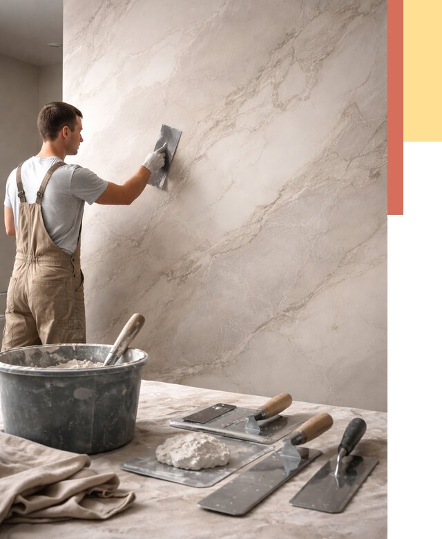 Декоративная штукатурка под мрамор в Ленинске-Кузнецком от 2862 руб./м² — быстро и недорого | ОТДЕЛОЧНИК-Лнн