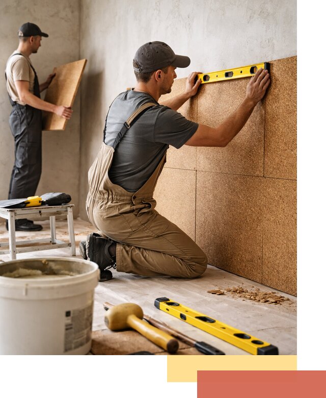 Монтаж пробковых панелей на стены в Ленинске-Кузнецком быстро и качественно