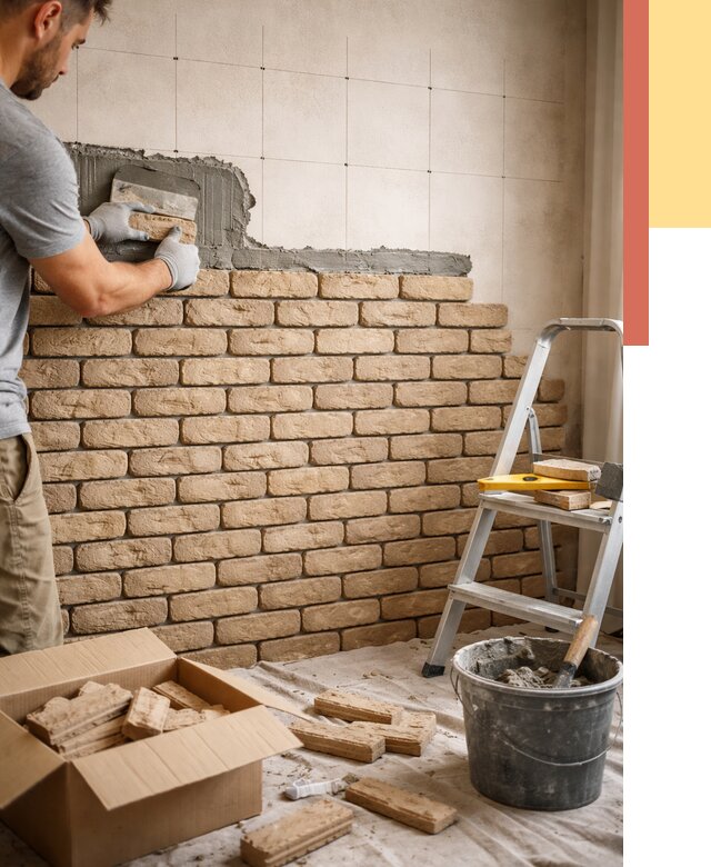 Монтаж декоративного кирпича в Ленинске-Кузнецком от 3271 руб./м² — быстро и недорого | ОТДЕЛОЧНИК-Лнн