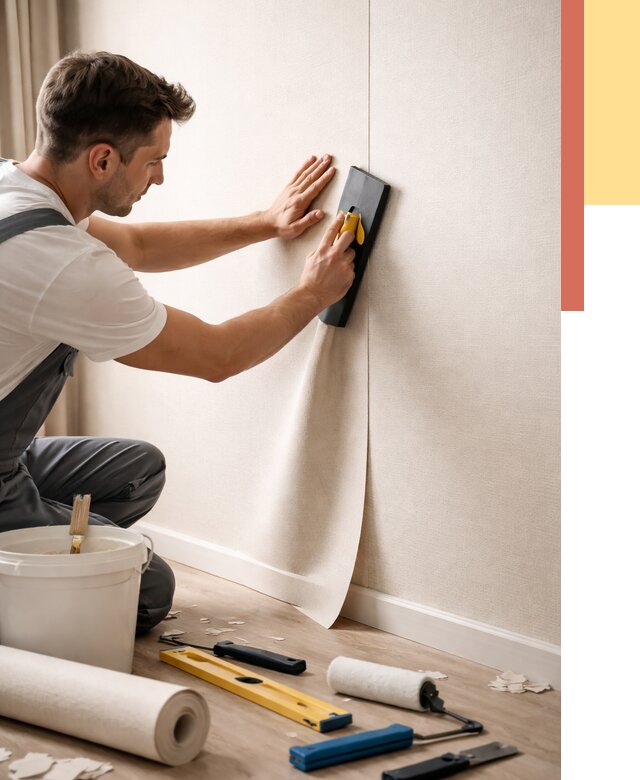 Поклейка виниловых обоев в Ленинске-Кузнецком от 4599 руб. | Быстро и недорого — ОТДЕЛОЧНИК-Лнн