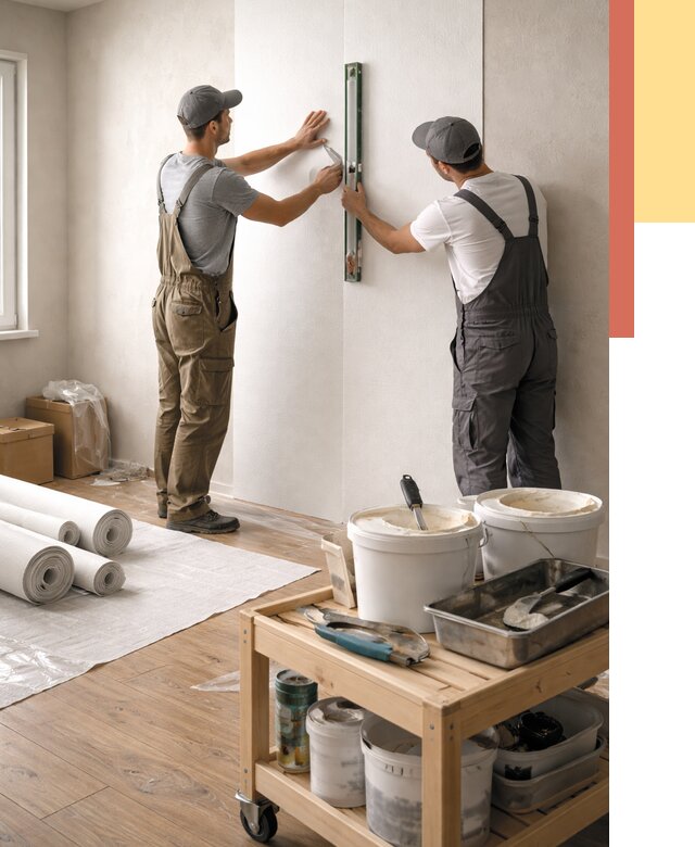 Поклейка стеклообоев в Ленинске-Кузнецком от 6644 руб. за м2 — быстро и недорого | ОТДЕЛОЧНИК-Лнн