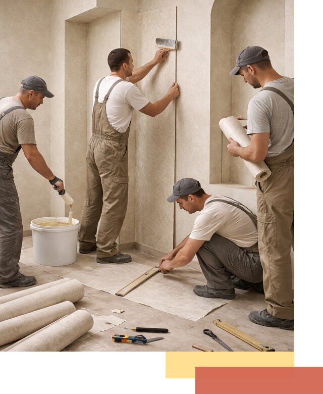 Поклейка обоев на сложные стены и неровные поверхности в Ленинске-Кузнецком