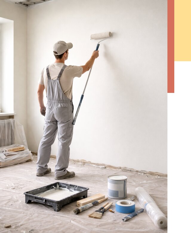 Покраска стен водоэмульсионной краской в Ленинске-Кузнецком от 460 руб. за м² | ОТДЕЛОЧНИК-Лнн