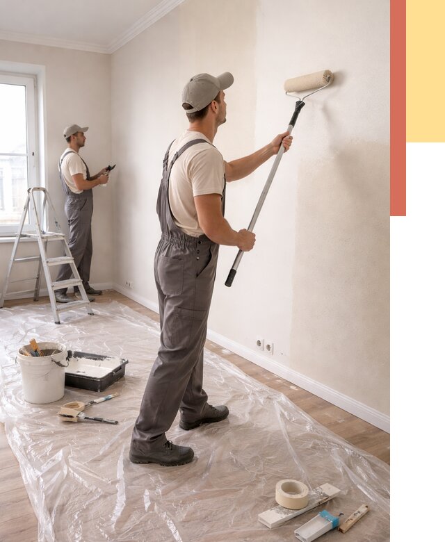 Покраска стен акриловой краской в Ленинске-Кузнецком от 3577 руб./м² — быстро и недорого | ОТДЕЛОЧНИК-Лнн