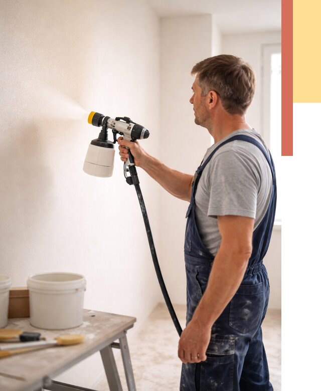 Покраска стен краскопультом в Ленинске-Кузнецком от 7666 руб. — механизированная покраска | ОТДЕЛОЧНИК-Лнн