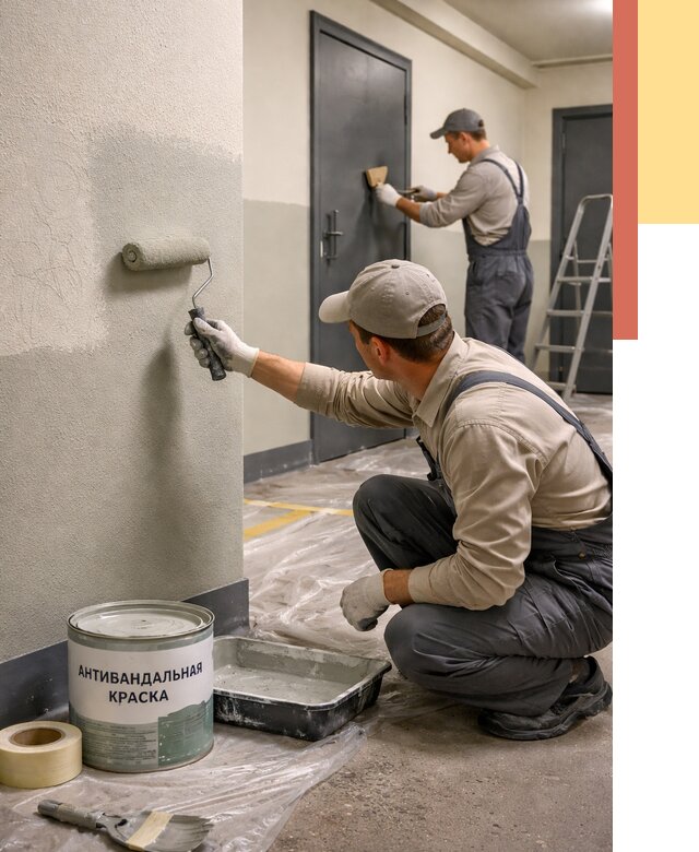 Покраска стен антивандальной краской в Ленинске-Кузнецком от 4599 руб./м² под ключ | ОТДЕЛОЧНИК-Лнн