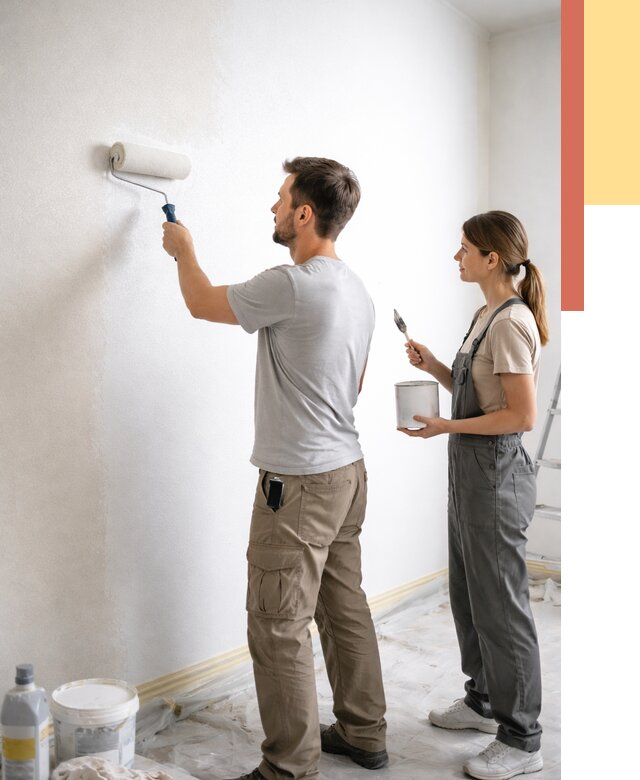 Окраска стен по стеклохолсту в Ленинске-Кузнецком от 4599 руб/м² под ключ | ОТДЕЛОЧНИК-Лнн