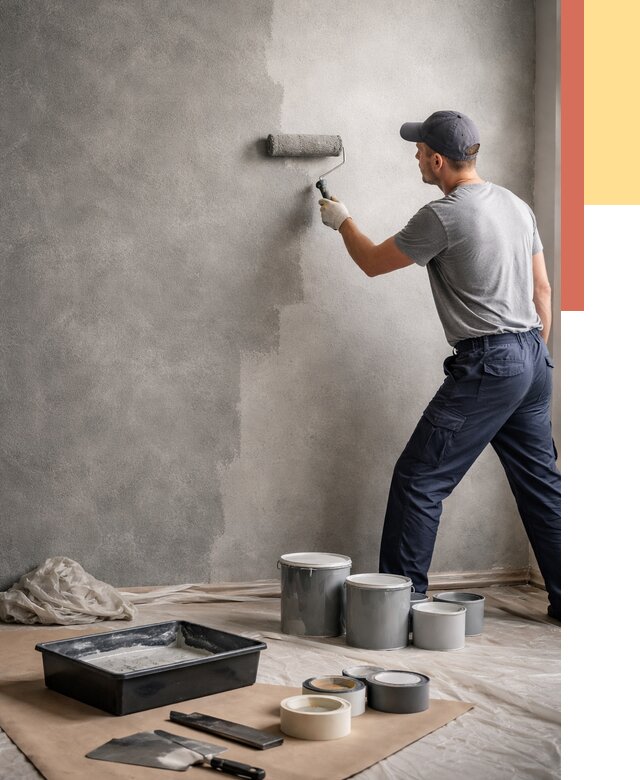 Покраска стен под бетон в Ленинске-Кузнецком от 664 руб. за м2 — быстро и недорого | ОТДЕЛОЧНИК-Лнн