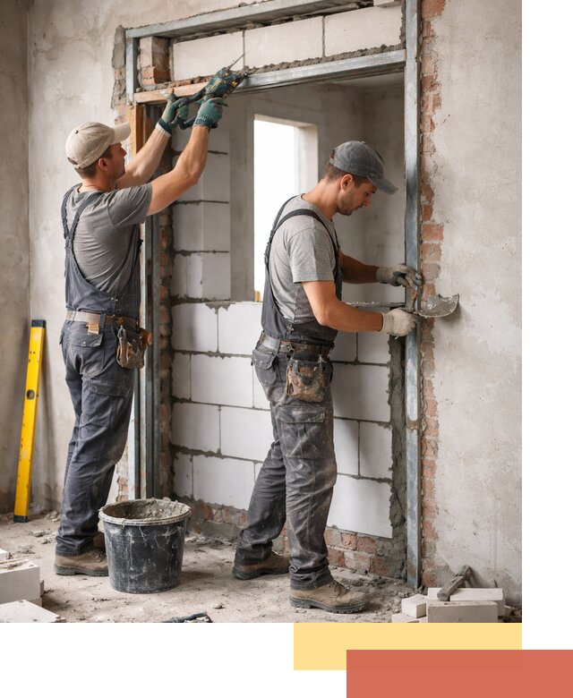 Закладка дверного проема под ключ в Ленинске-Кузнецком: демонтаж, монтаж, отделка