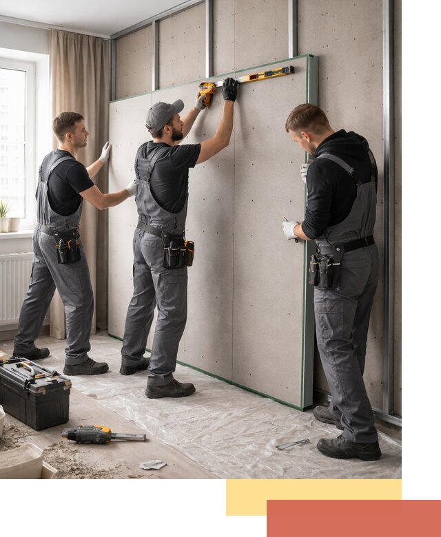 Шумоизоляция стен панелями ЗИПС в Ленинске-Кузнецком для жилых и коммерческих помещений