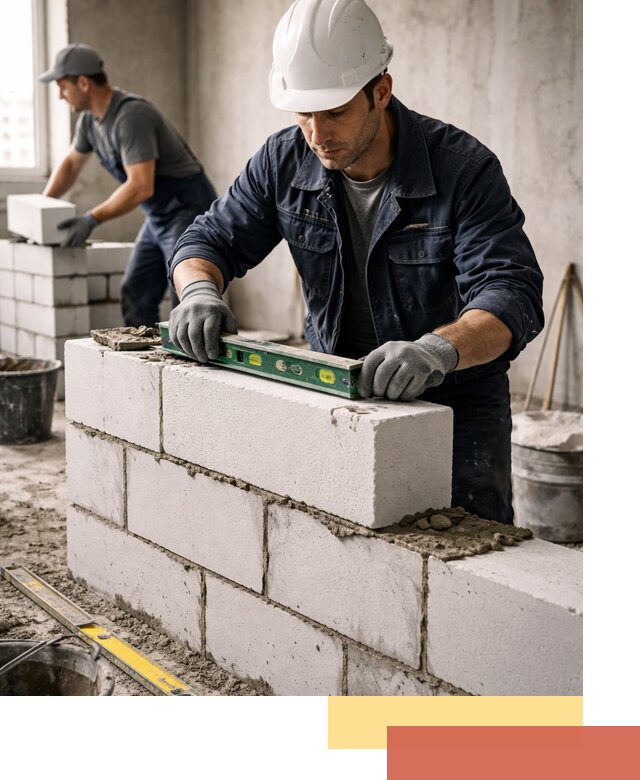 Кладка перегородок из пеноблока под ключ в Ленинске-Кузнецком