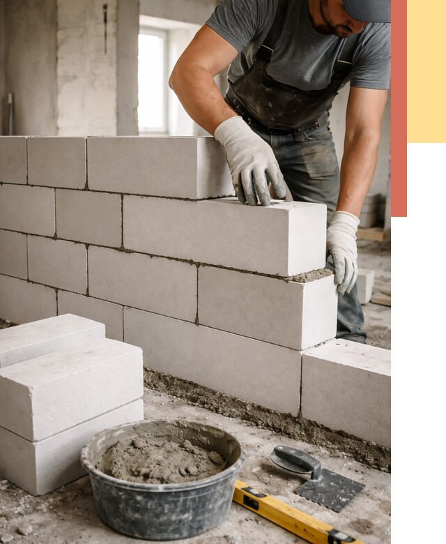 Кладка перегородок из силикатного блока в Ленинске-Кузнецком от 4088 руб. под ключ | ОТДЕЛОЧНИК-Лнн