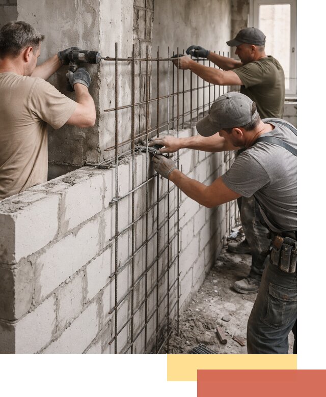 Армирование кладки перегородок в Ленинске-Кузнецком профессионально и надёжно