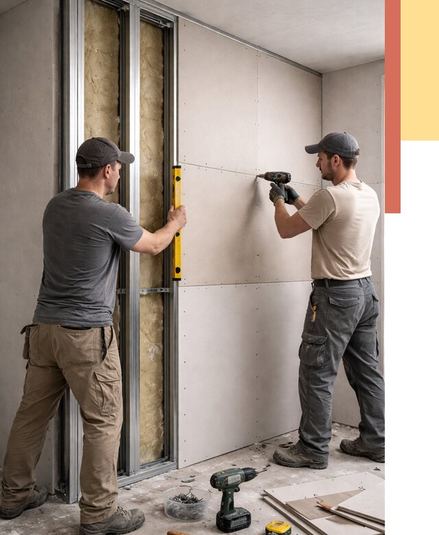 Монтаж двухслойной перегородки из гипсокартона в Ленинске-Кузнецком от 1482 руб. | ОТДЕЛОЧНИК-Лнн