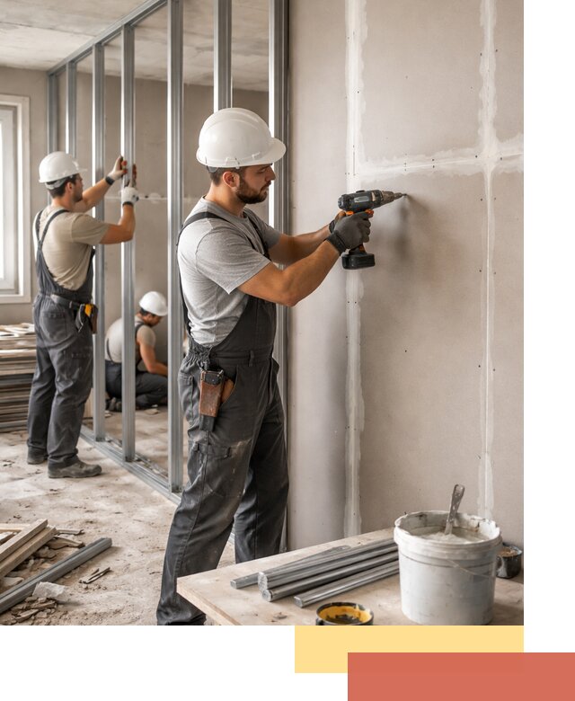 Перегородки из огнестойкого гипсокартона в Ленинске-Кузнецком под ключ