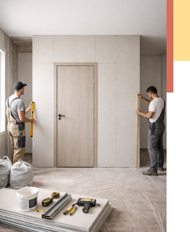 Перегородка из гипсокартона с дверью в Ленинске-Кузнецком от 4599 руб. под ключ | ОТДЕЛОЧНИК-Лнн