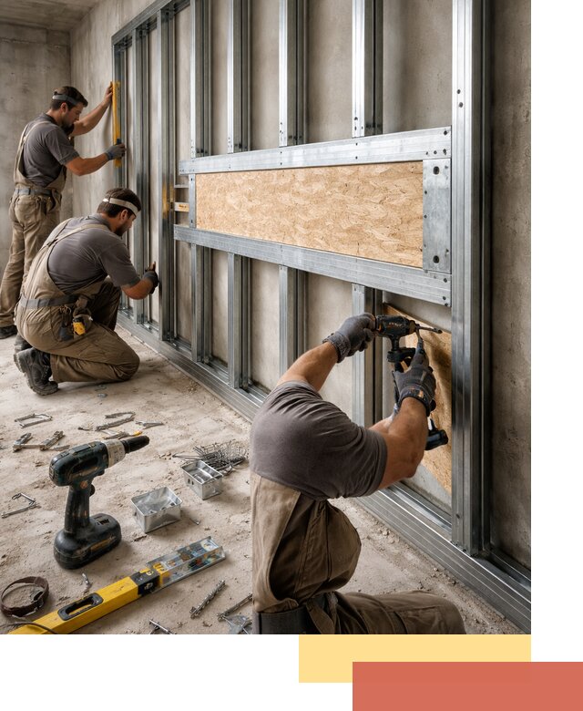 Усиленная перегородка для крепления тяжёлых конструкций в Ленинске-Кузнецком