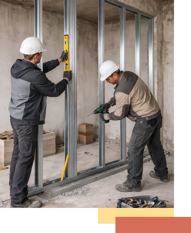 Монтаж каркаса перегородки из профиля в Ленинске-Кузнецком