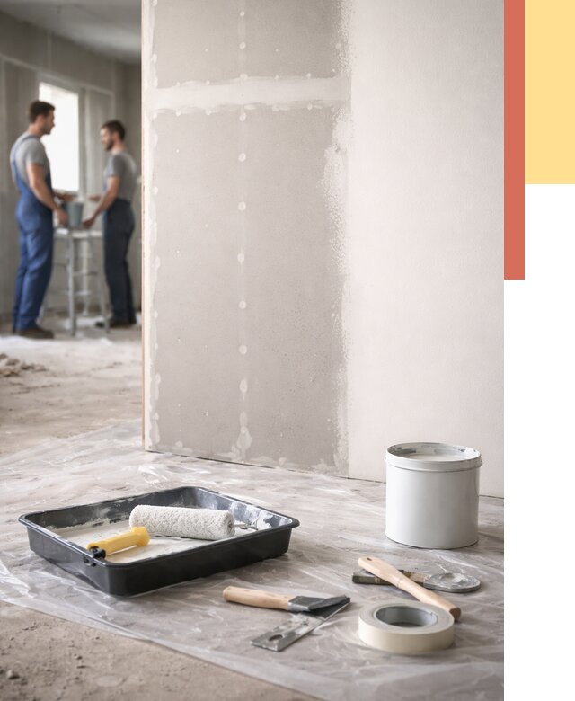 Покраска перегородок из гипсокартона в Ленинске-Кузнецком от 4599 руб. под ключ | ОТДЕЛОЧНИК-Лнн