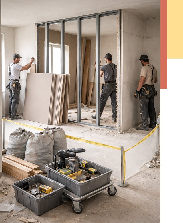 Перенос гипсокартонной перегородки в Ленинске-Кузнецком под ключ от 4599 руб. | Демонтаж и монтаж – ОТДЕЛОЧНИК-Лнн