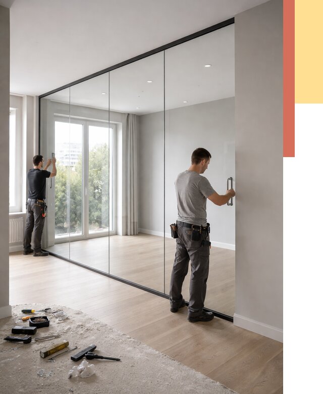 Изготовление стеклянных перегородок в Ленинске-Кузнецком от 12623 руб. под ключ | ОТДЕЛОЧНИК-Лнн