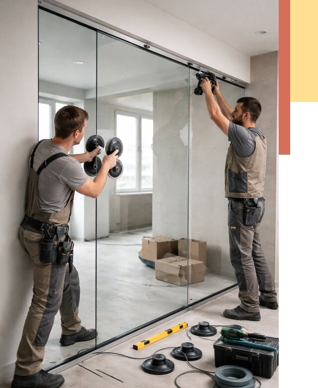 Монтаж стеклянных перегородок в Ленинске-Кузнецком от 6644 руб. | ОТДЕЛОЧНИК-Лнн