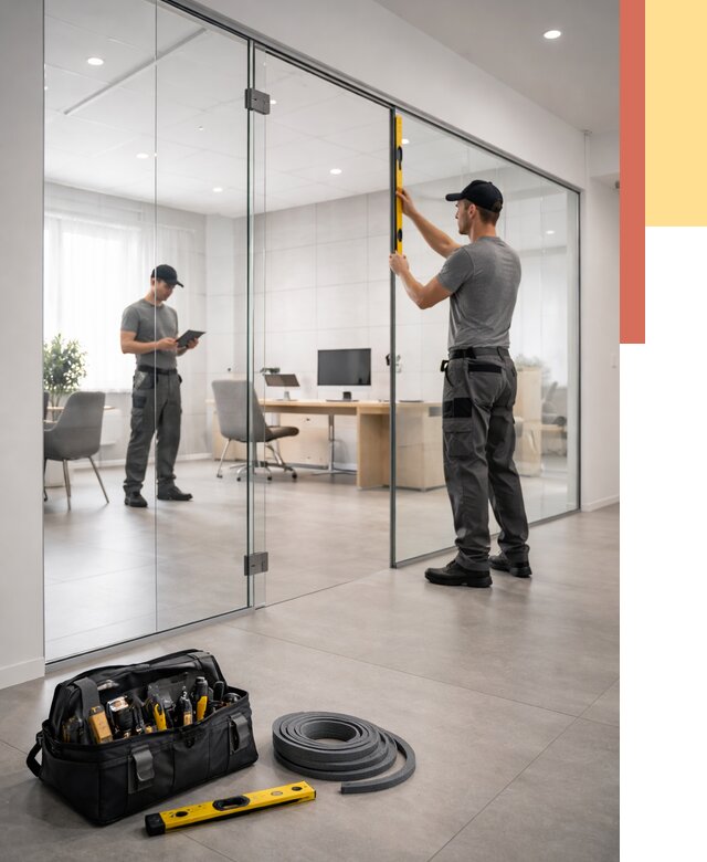 Цельностеклянные перегородки под ключ в Ленинске-Кузнецком от 9710 руб. — монтаж и цены | ОТДЕЛОЧНИК-Лнн