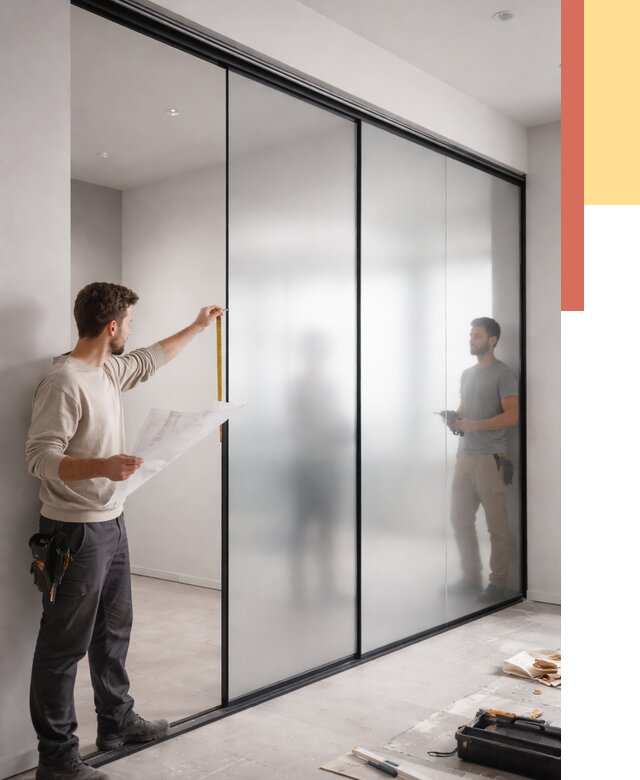 Матовые стеклянные перегородки в Ленинске-Кузнецком от 8688 руб. — монтаж и установка | ОТДЕЛОЧНИК-Лнн