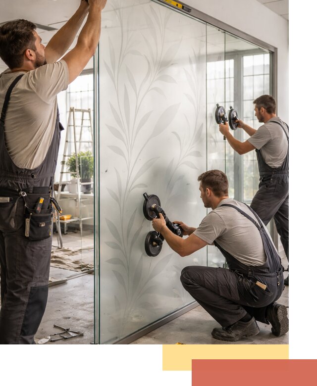 Стеклянные перегородки с рисунком на заказ в Ленинске-Кузнецком