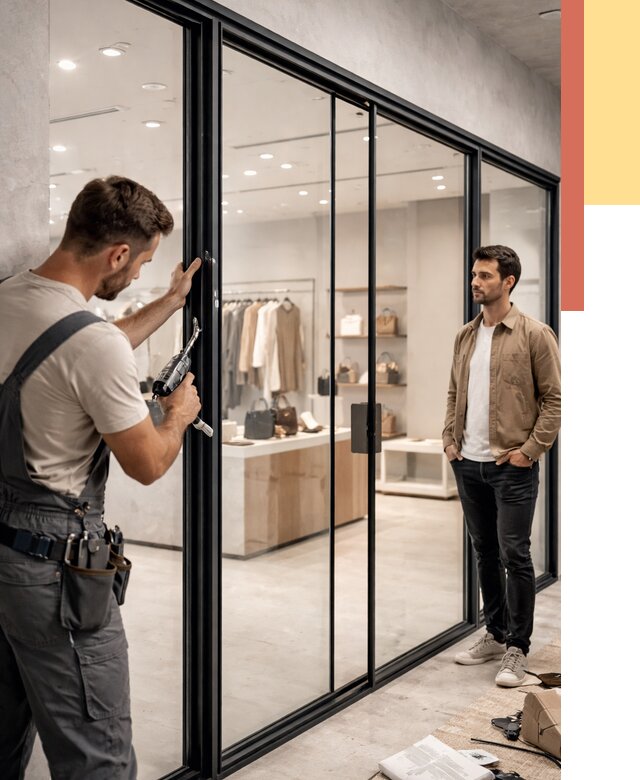 Стеклянные перегородки для магазинов в Ленинске-Кузнецком от 8381 руб. под ключ | ОТДЕЛОЧНИК-Лнн