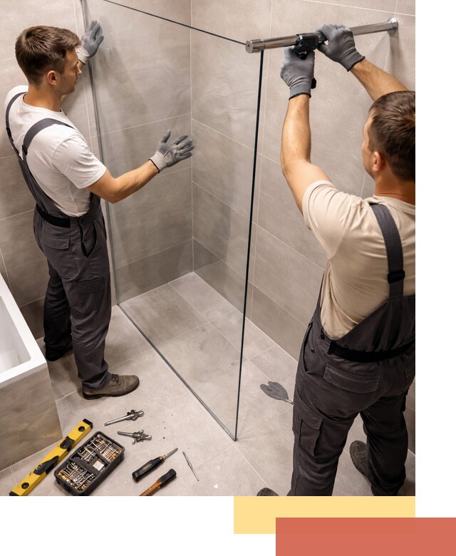 Стеклянные перегородки для душа в Ленинске-Кузнецком — изготовление и монтаж