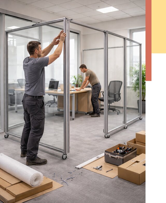 Мобильные офисные перегородки в Ленинске-Кузнецком от 12776 руб. — установка под ключ | ОТДЕЛОЧНИК-Лнн