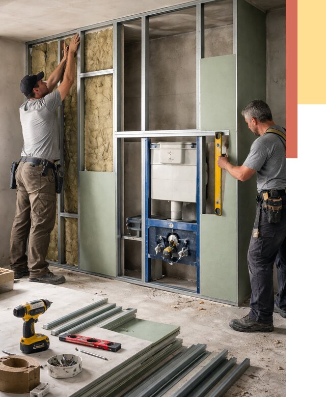 Установка сантехнических перегородок в Ленинске-Кузнецком от 8688 руб. | ОТДЕЛОЧНИК-Лнн