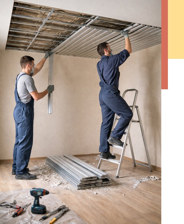 Демонтаж реечного потолка в Ленинске-Кузнецком от 4599 руб. быстро и недорого | ОТДЕЛОЧНИК-Лнн