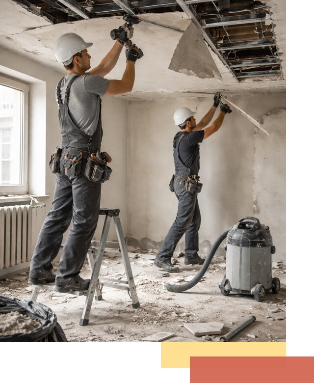 Демонтаж гипсокартонного потолка в Ленинске-Кузнецком быстро и аккуратно