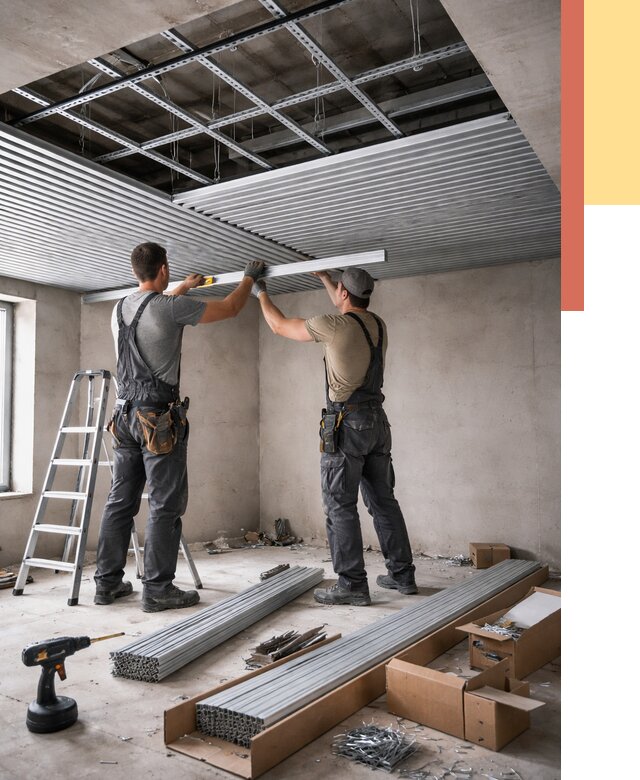 Монтаж реечного потолка в Ленинске-Кузнецком от 4599 руб. под ключ | ОТДЕЛОЧНИК-Лнн