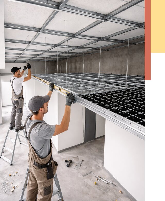 Монтаж потолка грильято в Ленинске-Кузнецком от 460 руб./м² — быстрая сборка под ключ | ОТДЕЛОЧНИК-Лнн