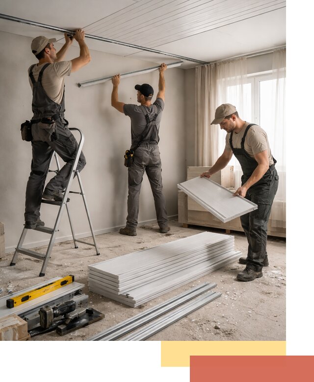 Монтаж потолка из ПВХ панелей в Ленинске-Кузнецком оперативно и качественно