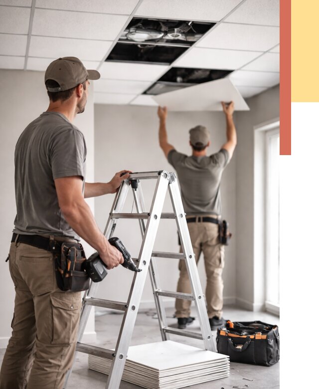 Обслуживание подвесного потолка в Ленинске-Кузнецком от 3577 руб. — быстро и недорого | ОТДЕЛОЧНИК-Лнн