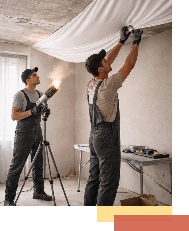 Установка натяжного потолка под ключ в Ленинске-Кузнецком